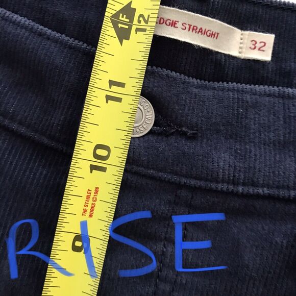 Levis Wedgie Straight Leg Navy Blue Button Fly Corduroy Casual Pants - 32 - Picture 7 of 10